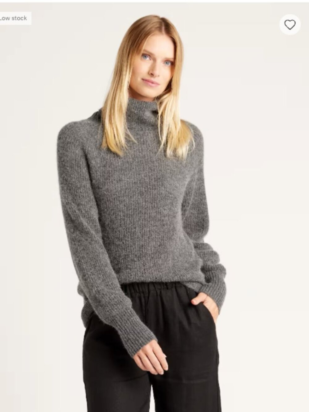 NWT Quince Baby Alpaca-Wool Turtleneck Sweater Charcoal Medium #323